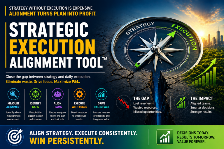 Strategic Execution Alignment Tool showing gap between strategy and execution and its P&L impact